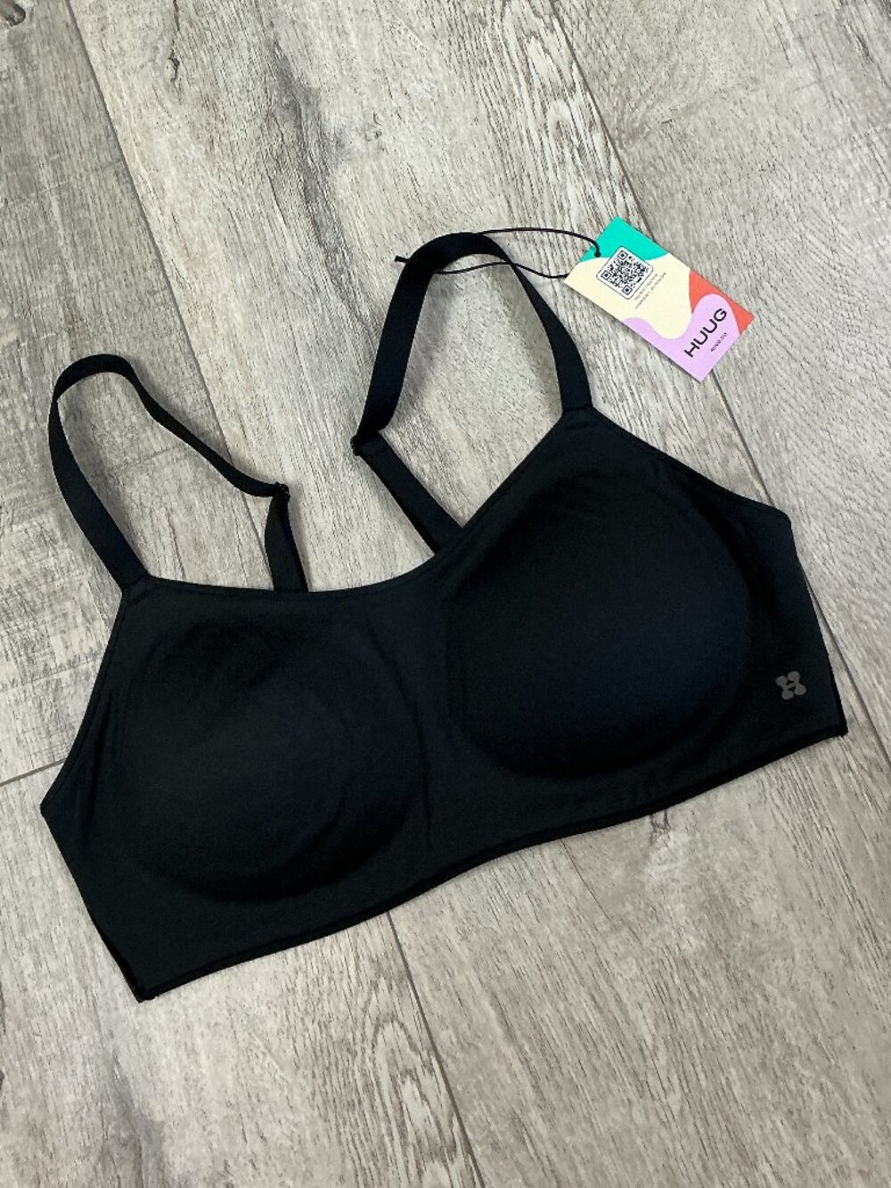 HUUG Daily Scoop Bra Black Medium M Wireless Adjustable Straps NWT